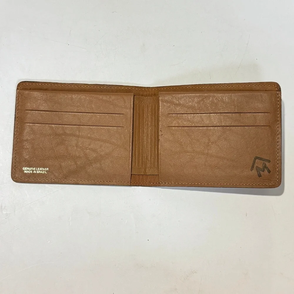 Vintage 90s Genuine Brown Leather Bi-Fold Wallet Made in Brazil Marlboro Miles